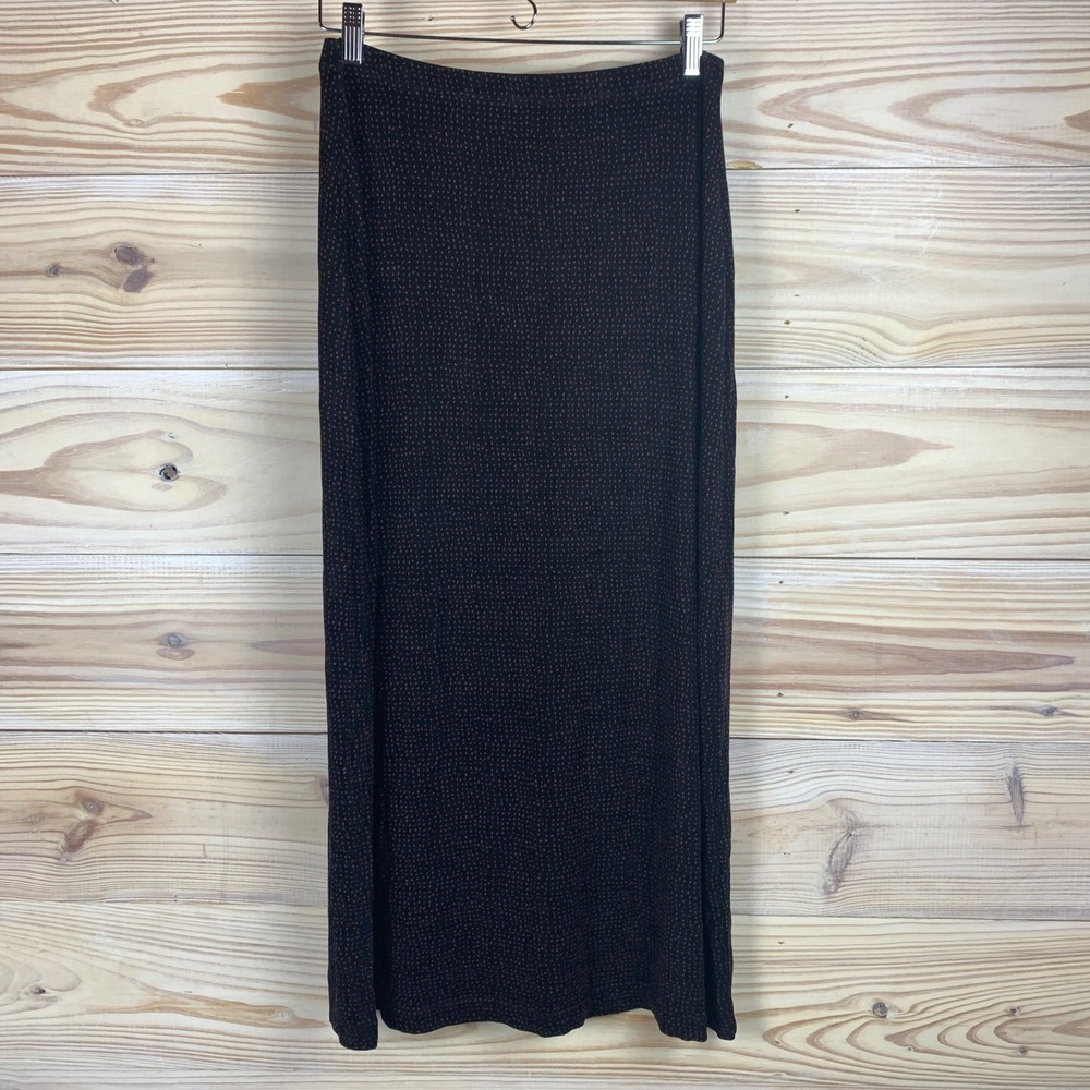 Linden Hill Maxi Skirt Womens M Black Red Dot Slinky Straight 90s Gothโ Grunge
